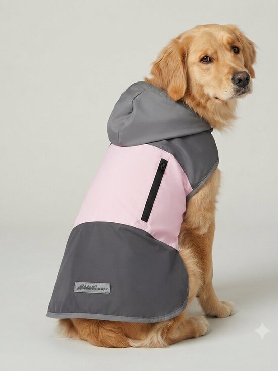 Eddie Bauer Other - Eddie Bauer Pet Waterproof Dog Windbreaker - Size Medium, Pink/Gray Hooded Rain